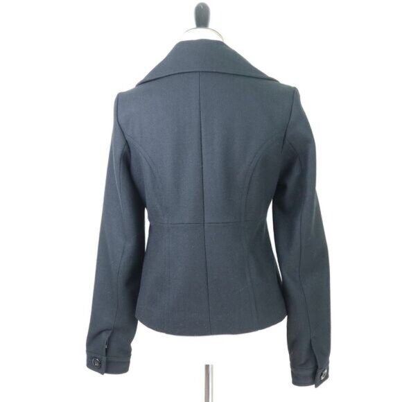 Anthropologie Tulle Size S Double Breasted Pea Coat Jacket Black Wool Blend - Picture 4 of 10